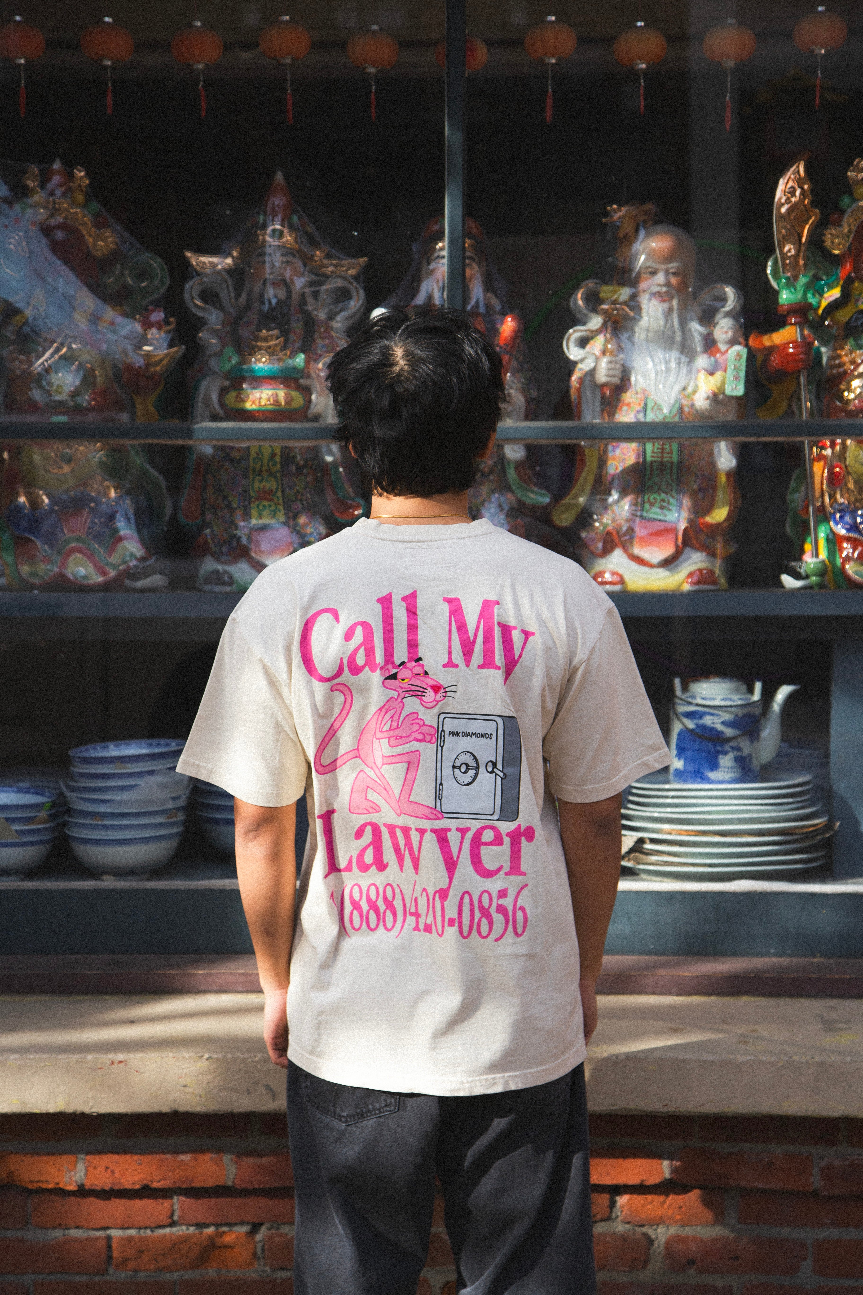 Pink Panther Call My Lawyer Tee Ecru