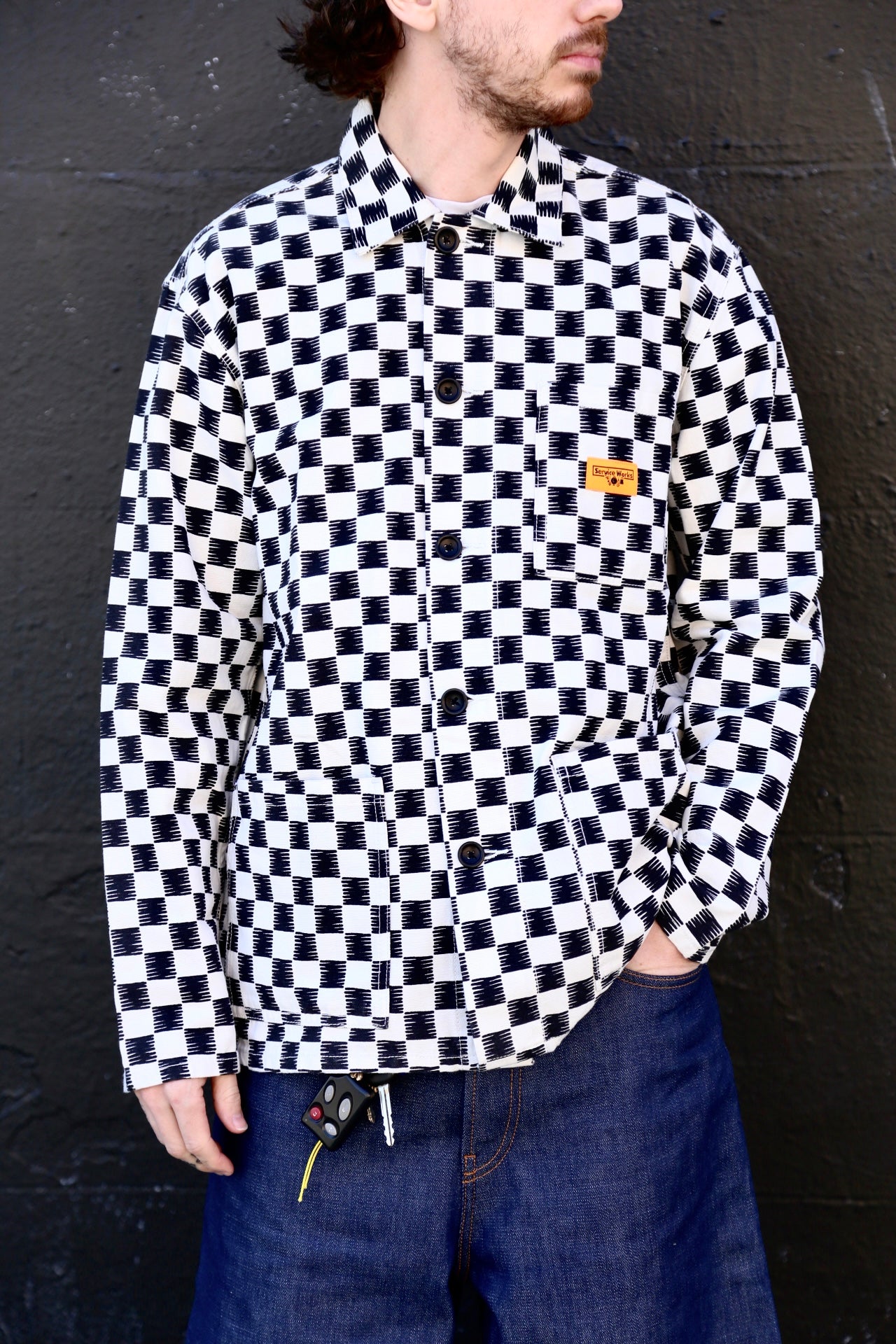 Canvas Coverall Jacket B/W Checker