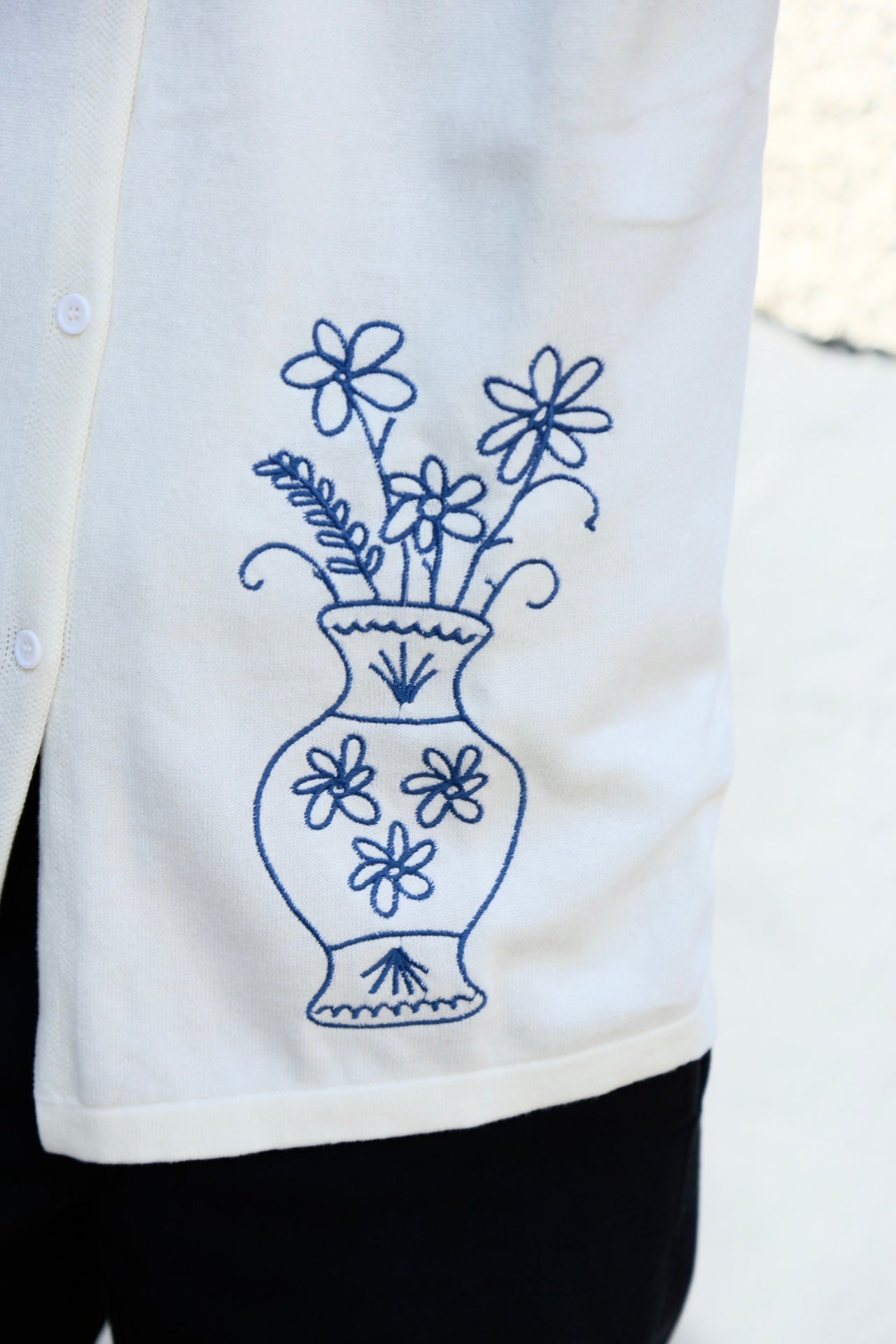 S/S Knitted Vase Shirt Off White