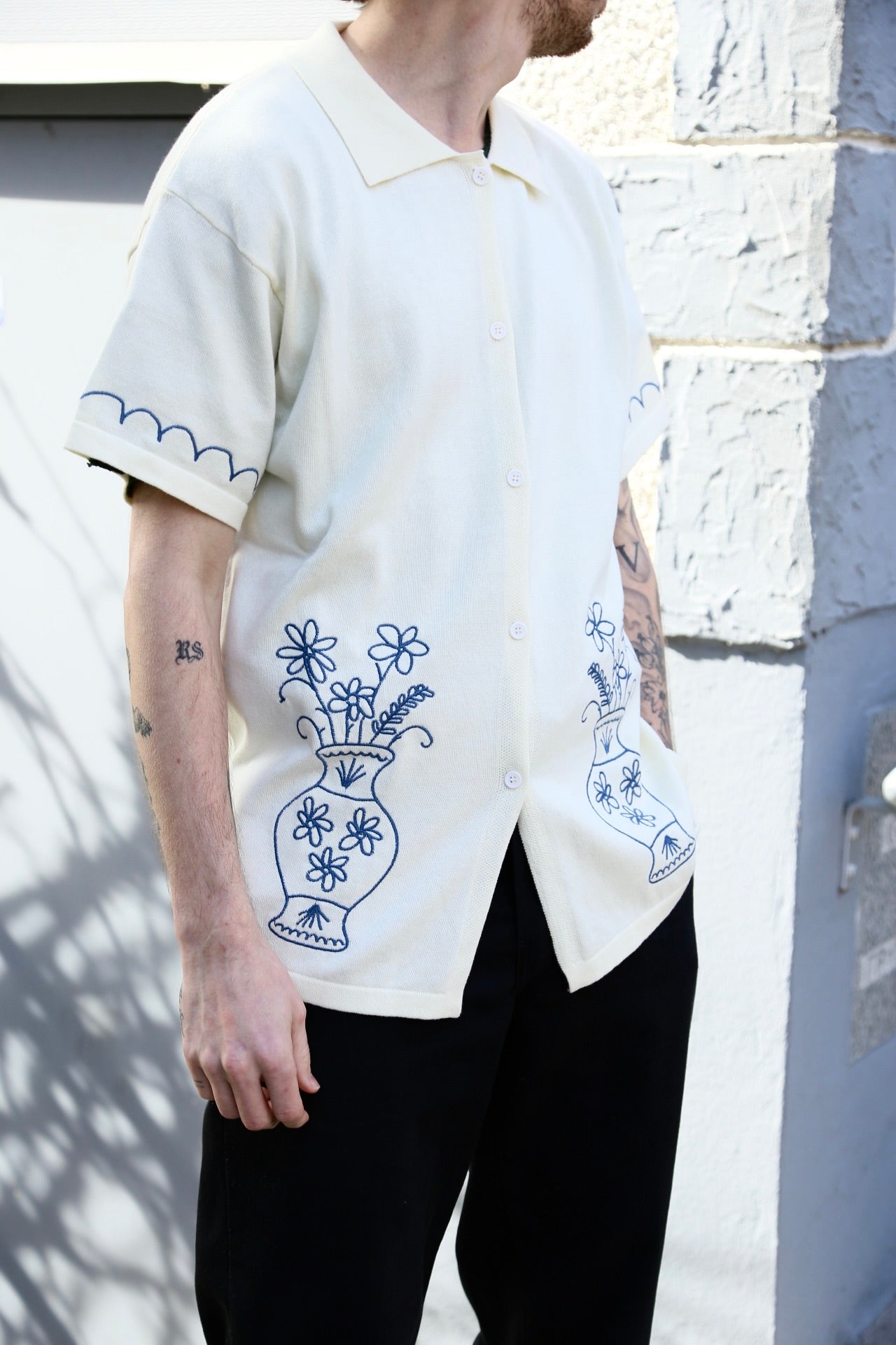 S/S Knitted Vase Shirt Off White
