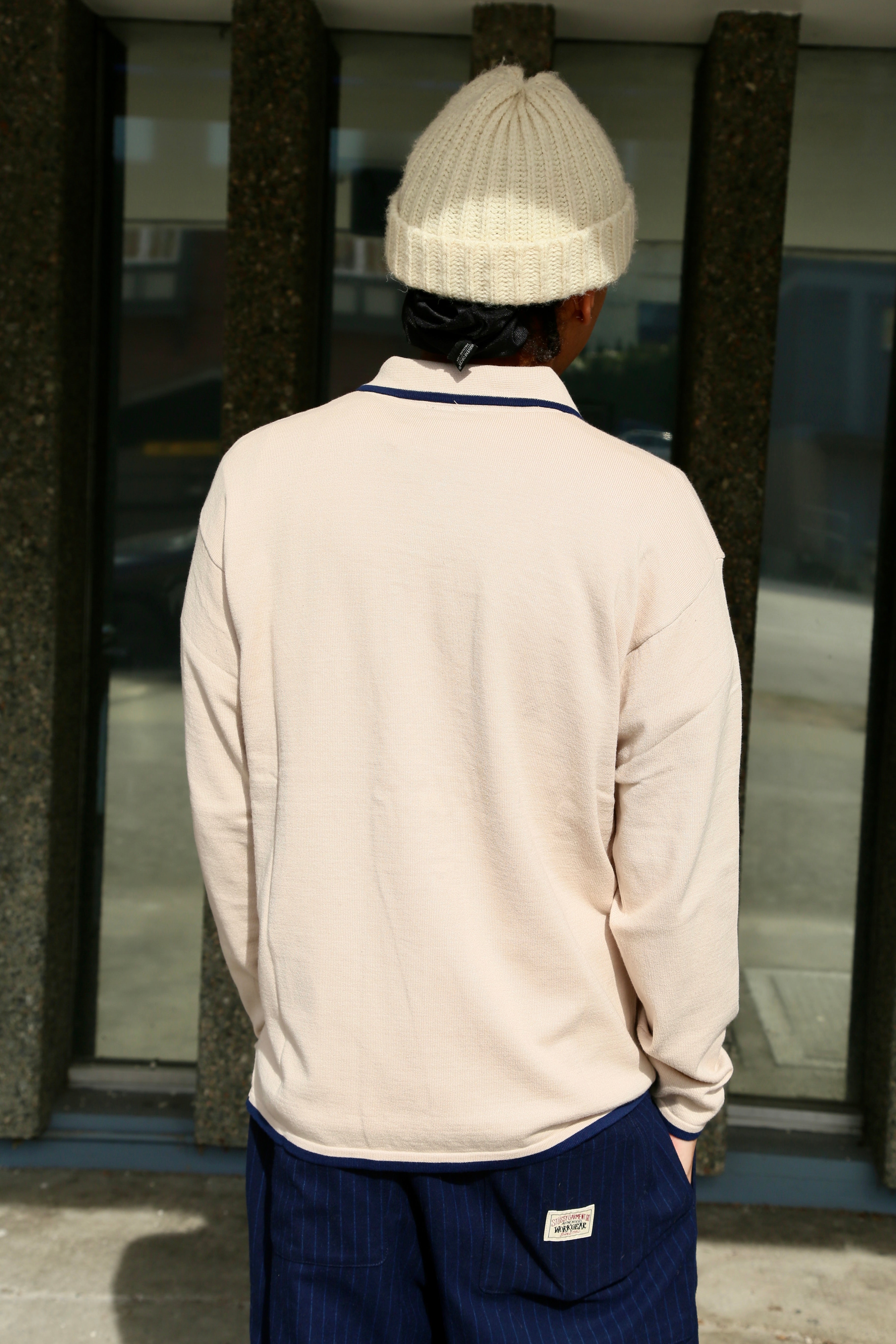 L/S Knitted Script Shirt Off White