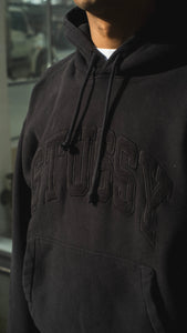 Embroidered Relaxed Hood Washed Black