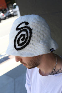 Swirly S Knit Bucket Hat Bone