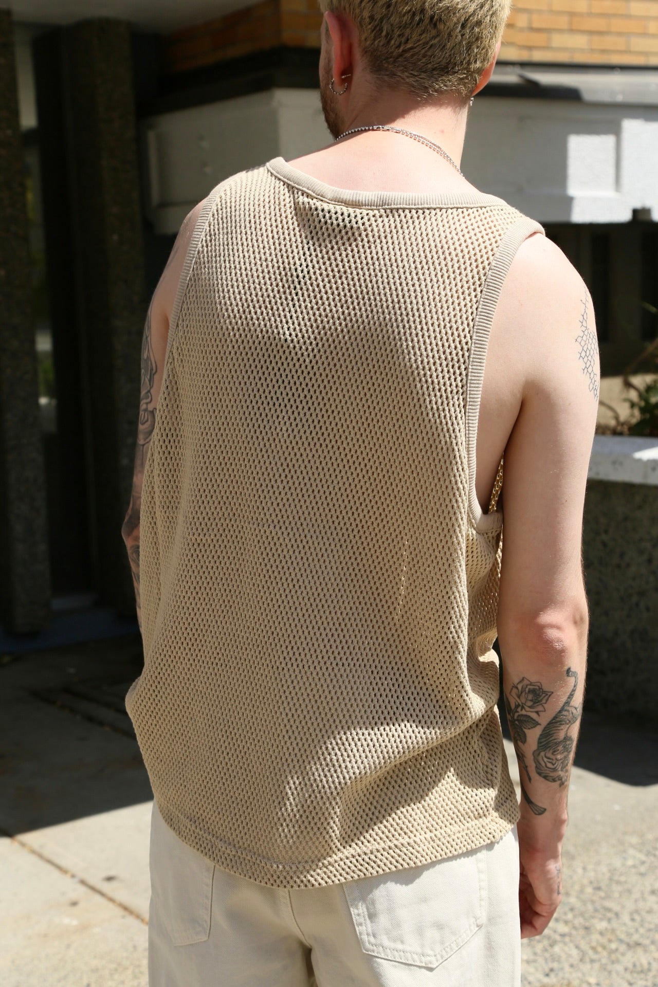 Cotton Big Mesh Tank Natural