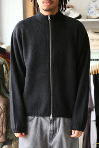 Brushed Mock Full Zip Sweater Black