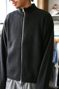 Brushed Mock Full Zip Sweater Black