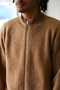 Brushed Mock Full Zip Sweater Camel