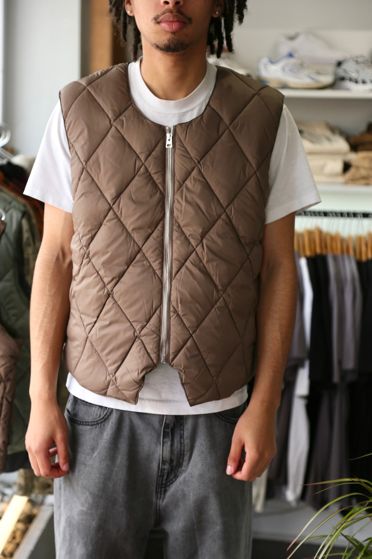 Stone Puffer Vest Brown