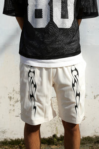 Flame Mesh Shorts Off White