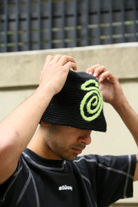 Swirly S Knit Bucket Hat Black