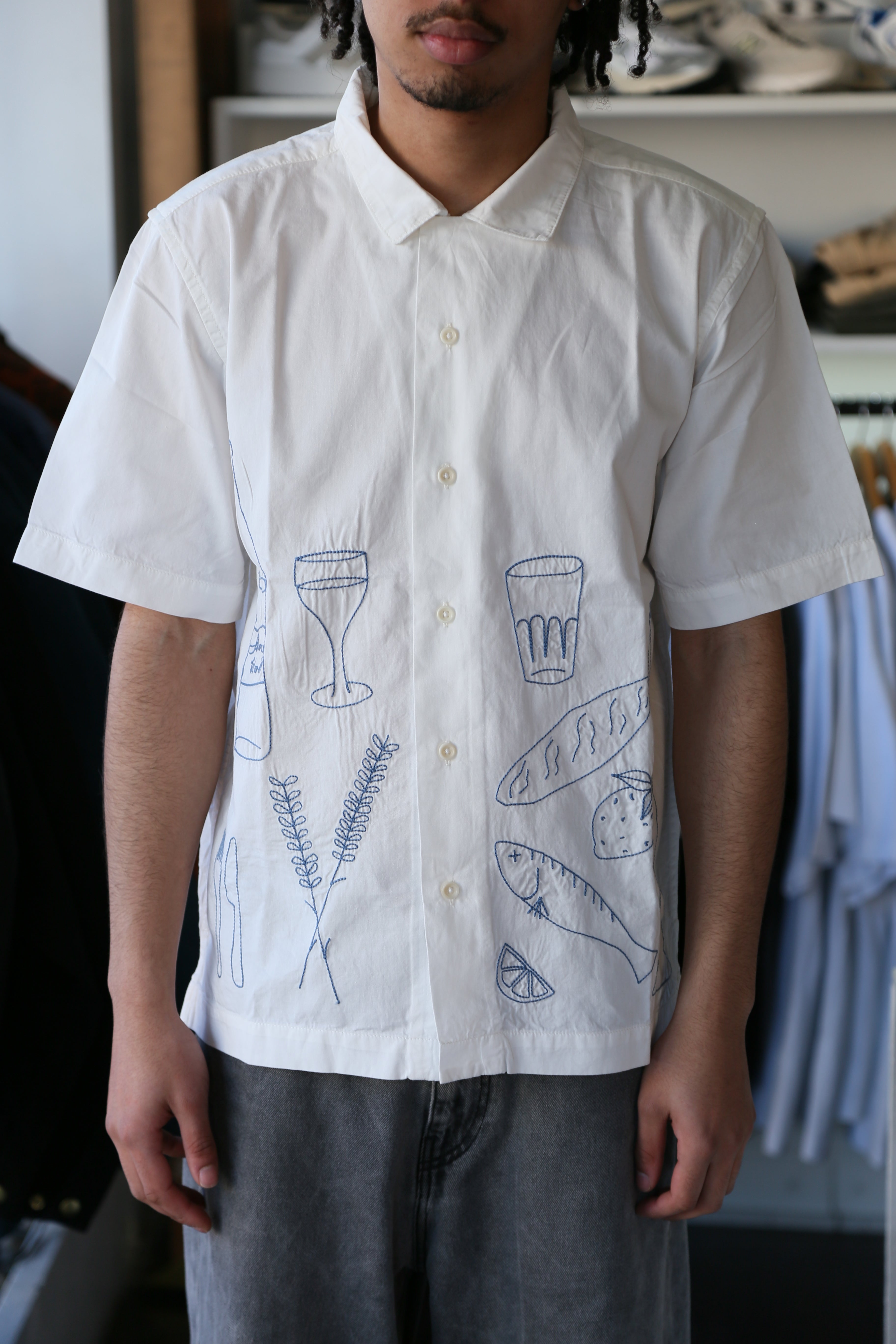 Light Twill Picnic Short Sleeve Shirt Off White