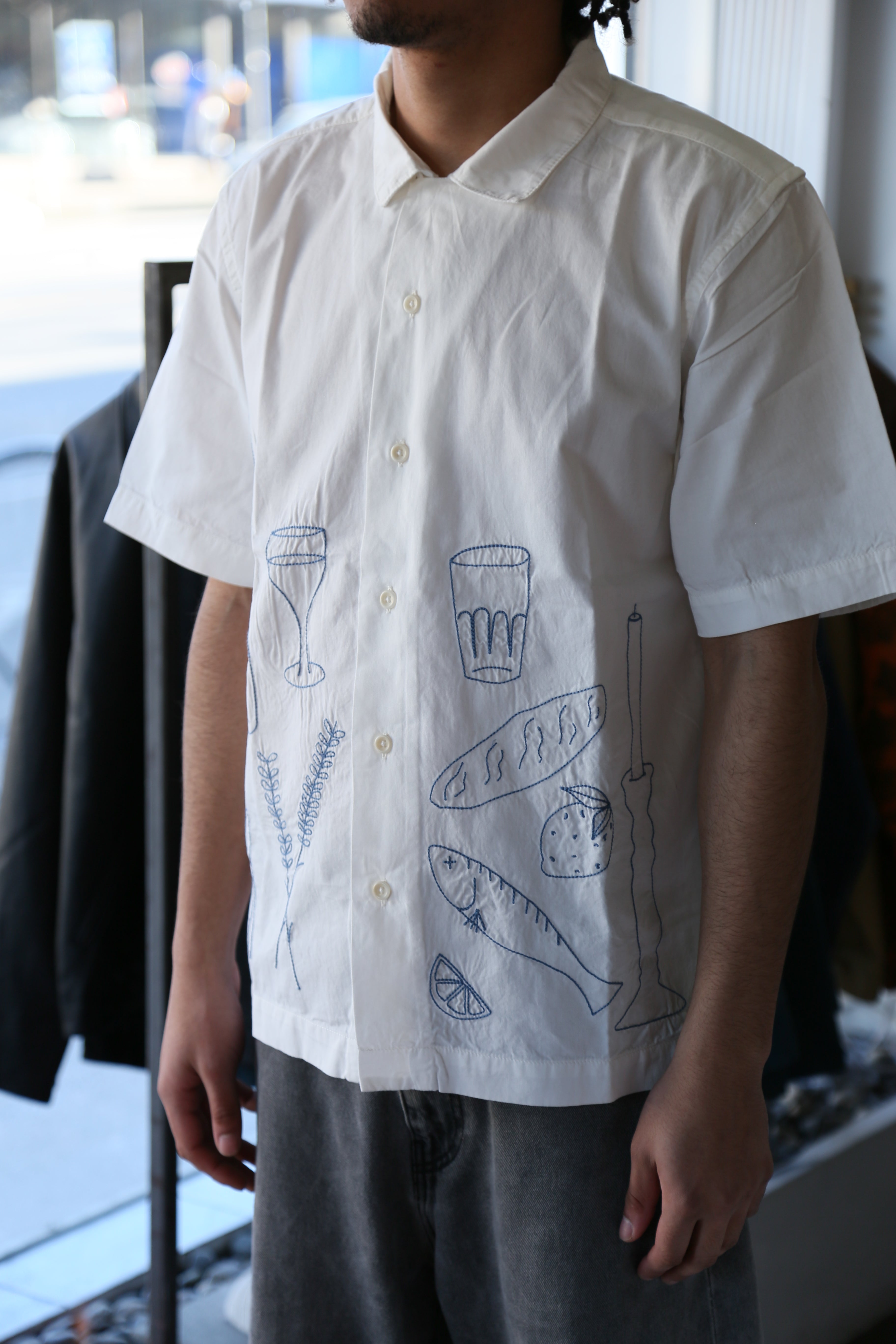 Light Twill Picnic Short Sleeve Shirt Off White
