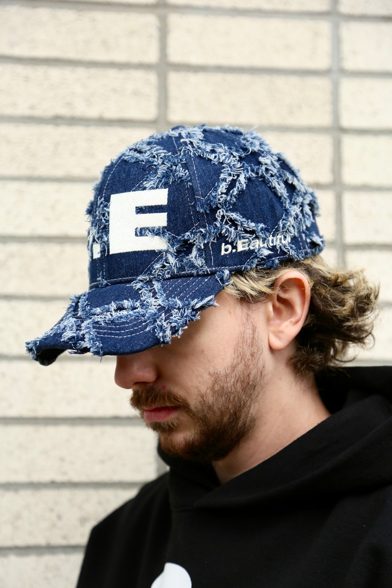 b.E Hat Navy Diamond Denim