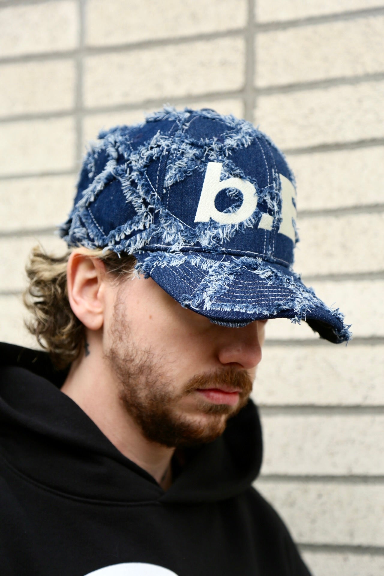 b.E Hat Navy Diamond Denim