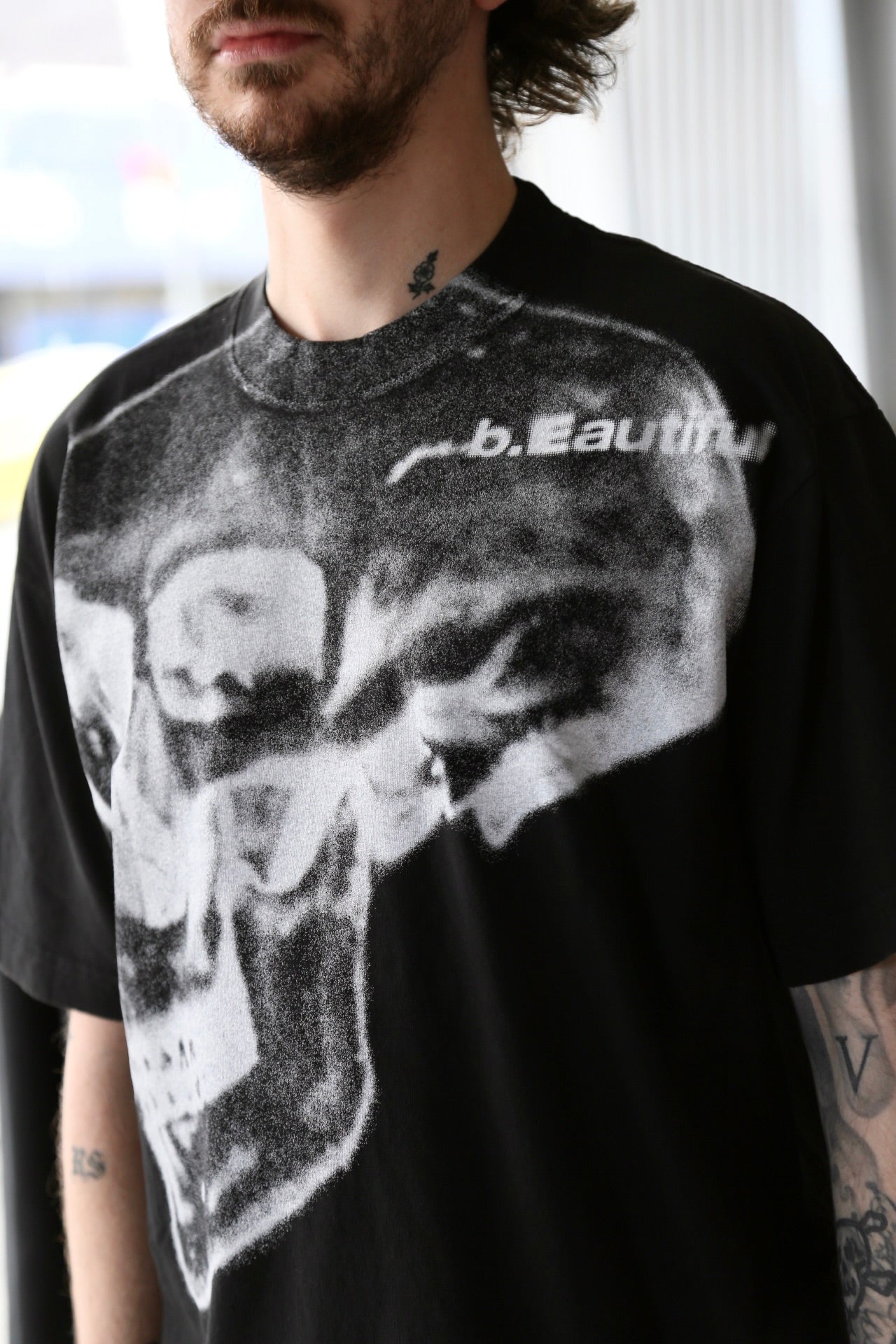 b.Eautiful x Shiga Skull Tee Black