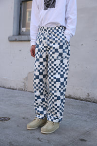 Printed Chef Pant Teal Checker
