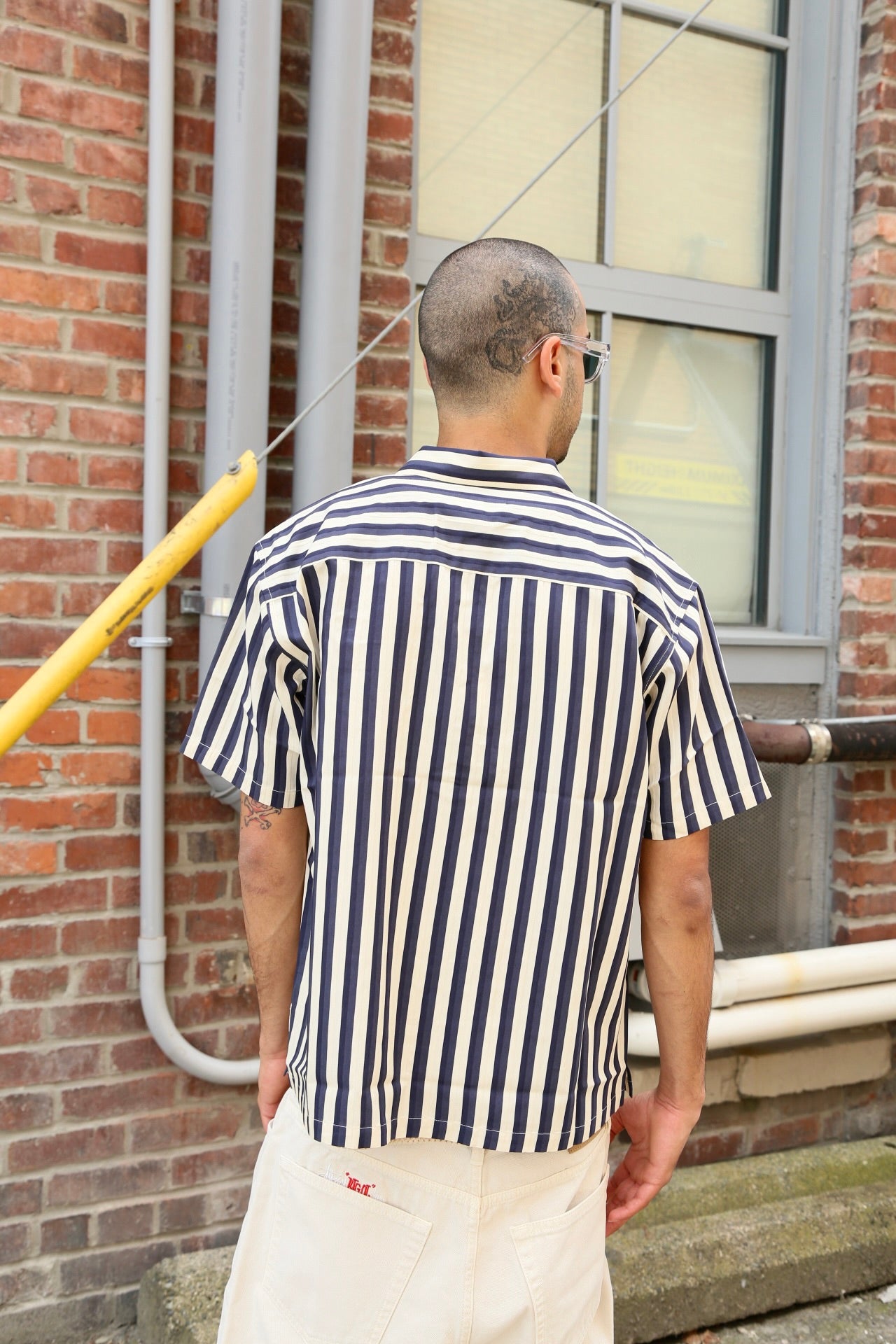 Flat Bottom Stripe Shirt Navy