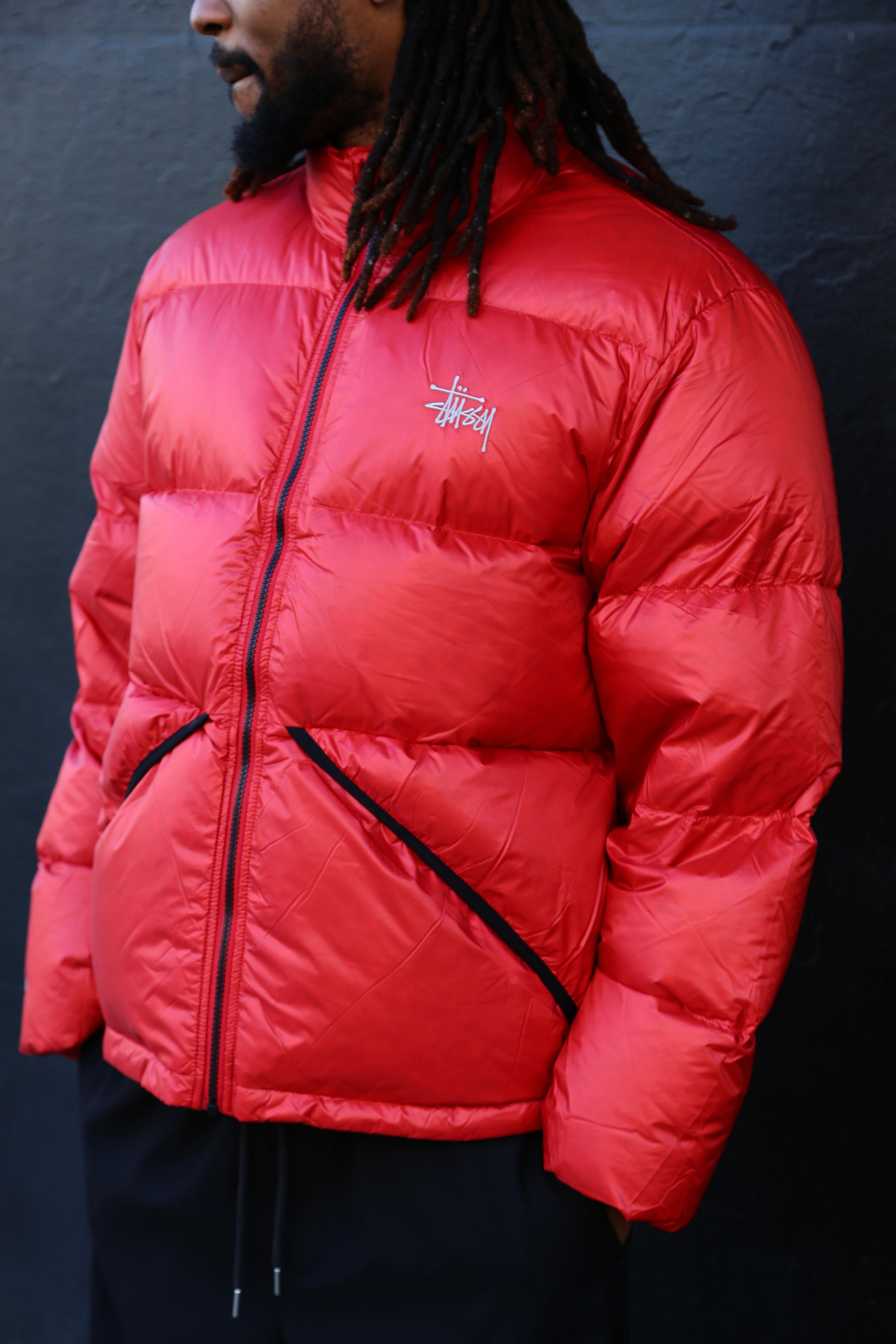 Micro Ripstop Down Mock Red