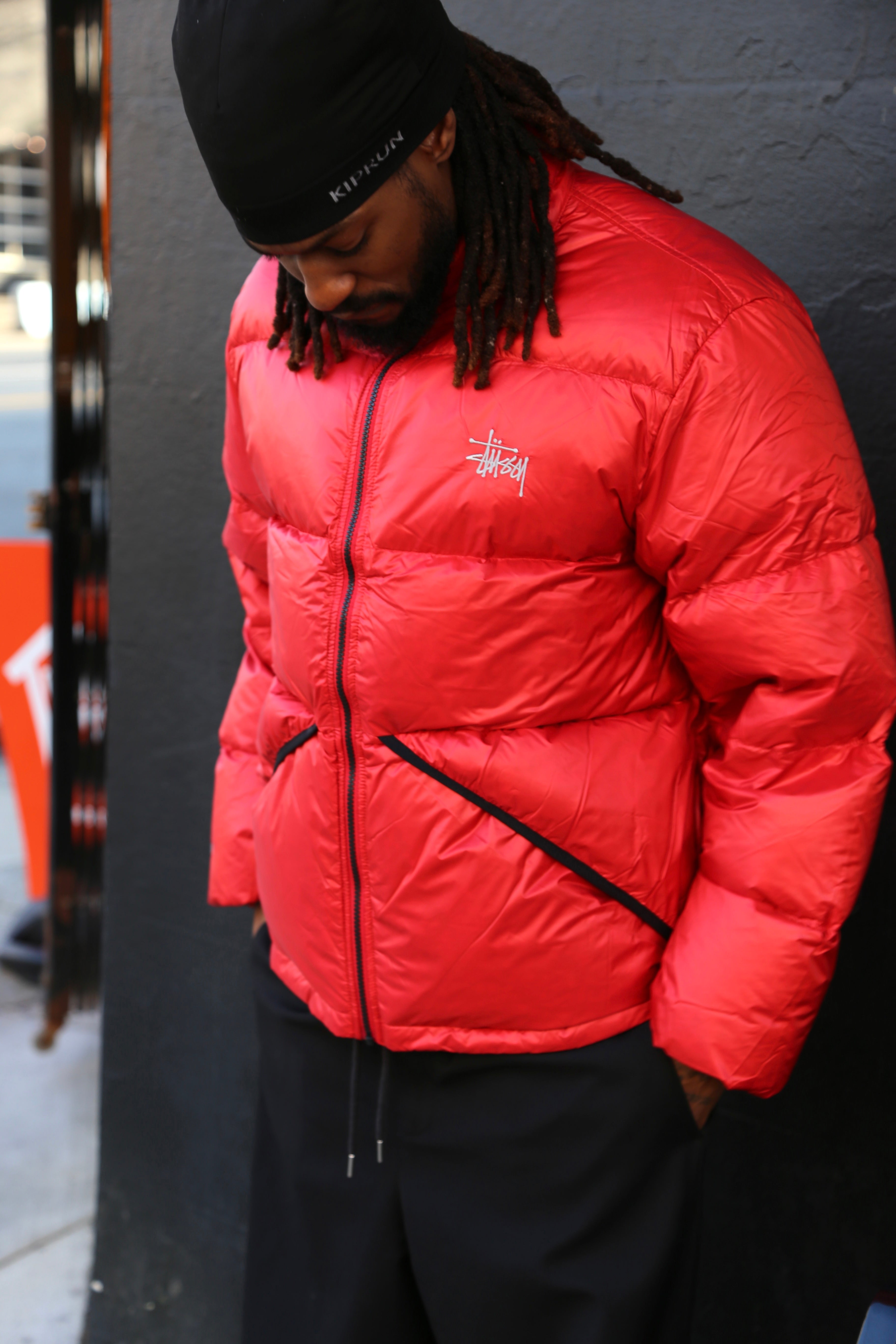 Micro Ripstop Down Mock Red