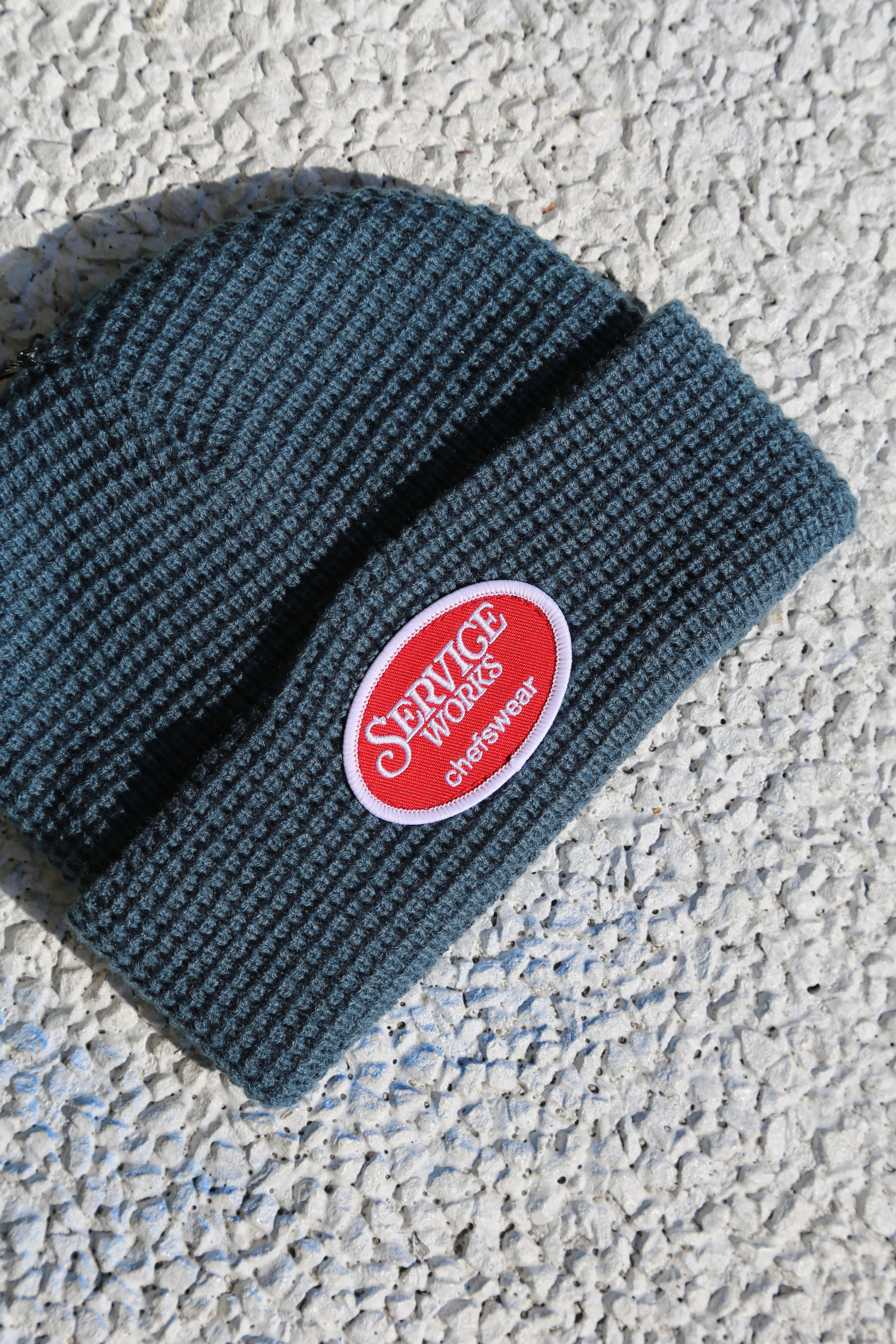 Waffle Patch Beanie Teal