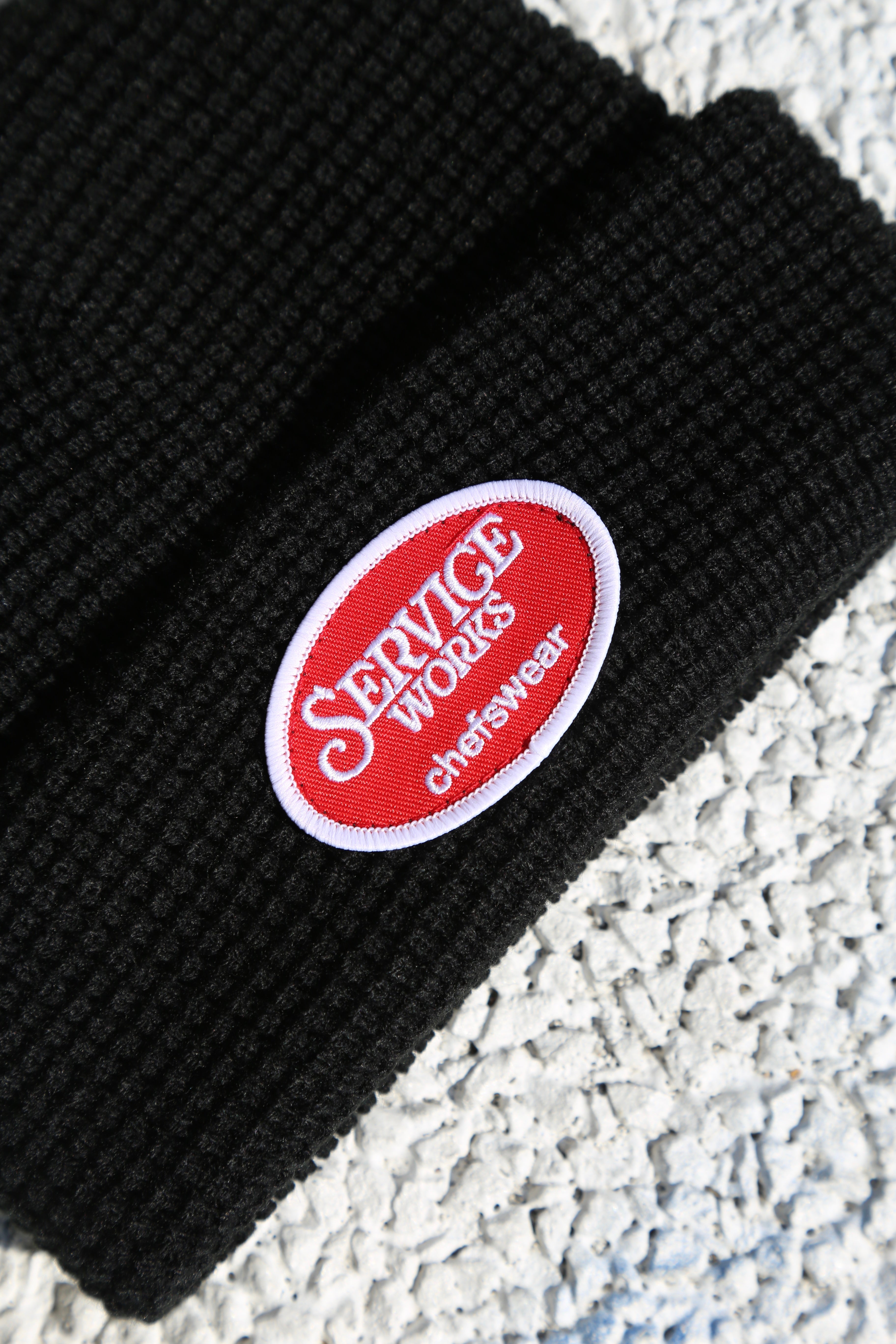 Waffle Patch Beanie Black