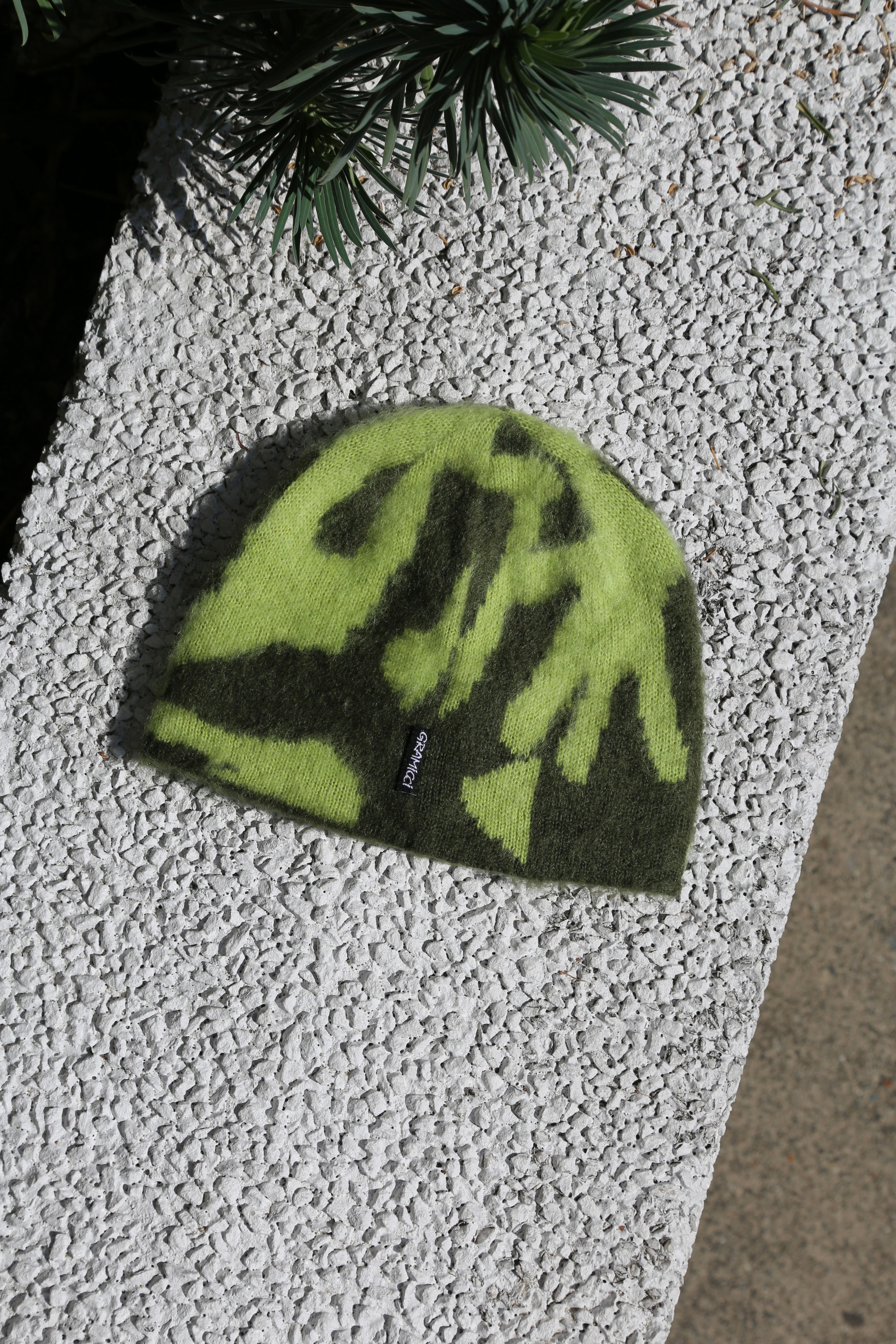Mohair Burly Runningman Beanie Charteruse
