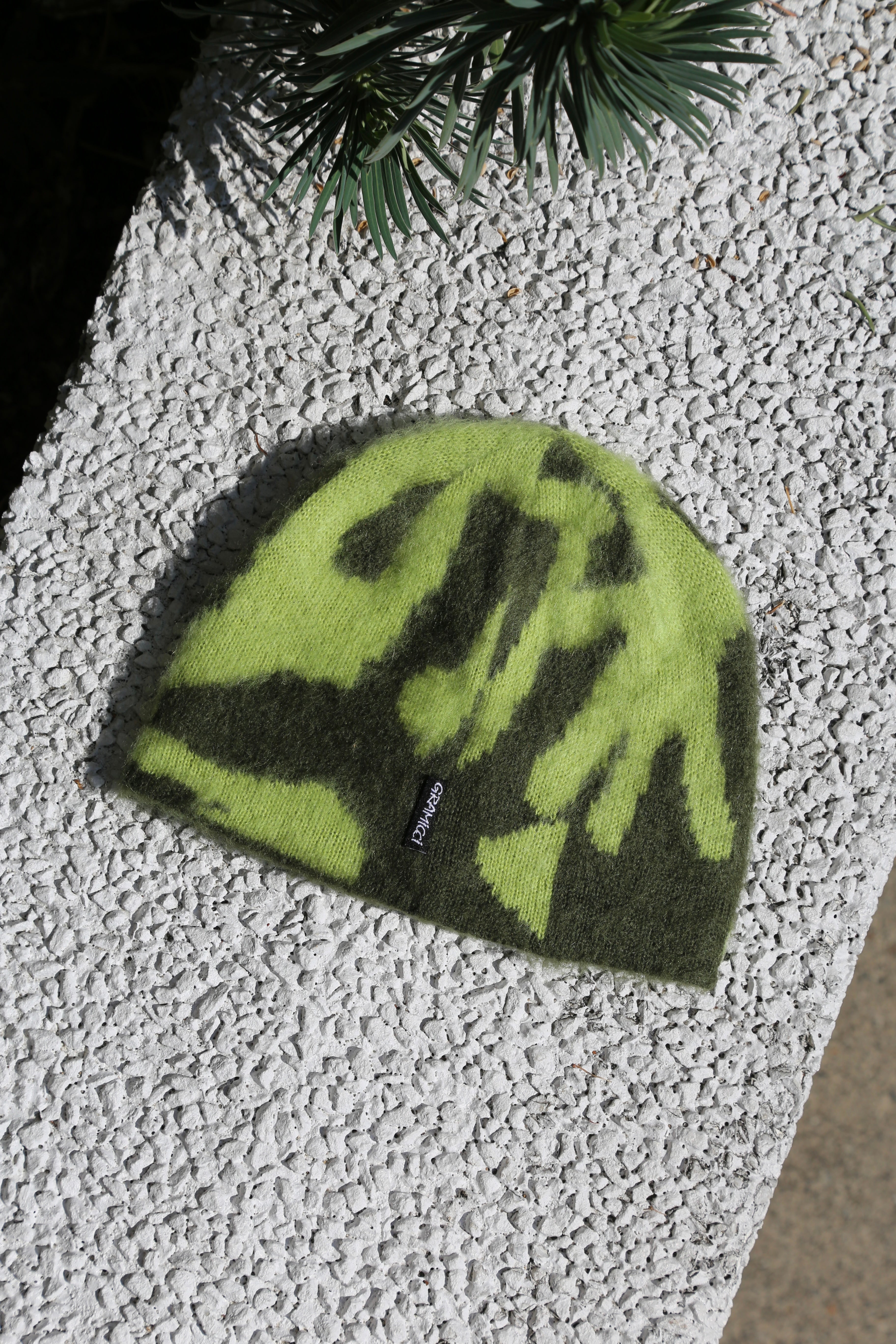 Mohair Burly Runningman Beanie Charteruse