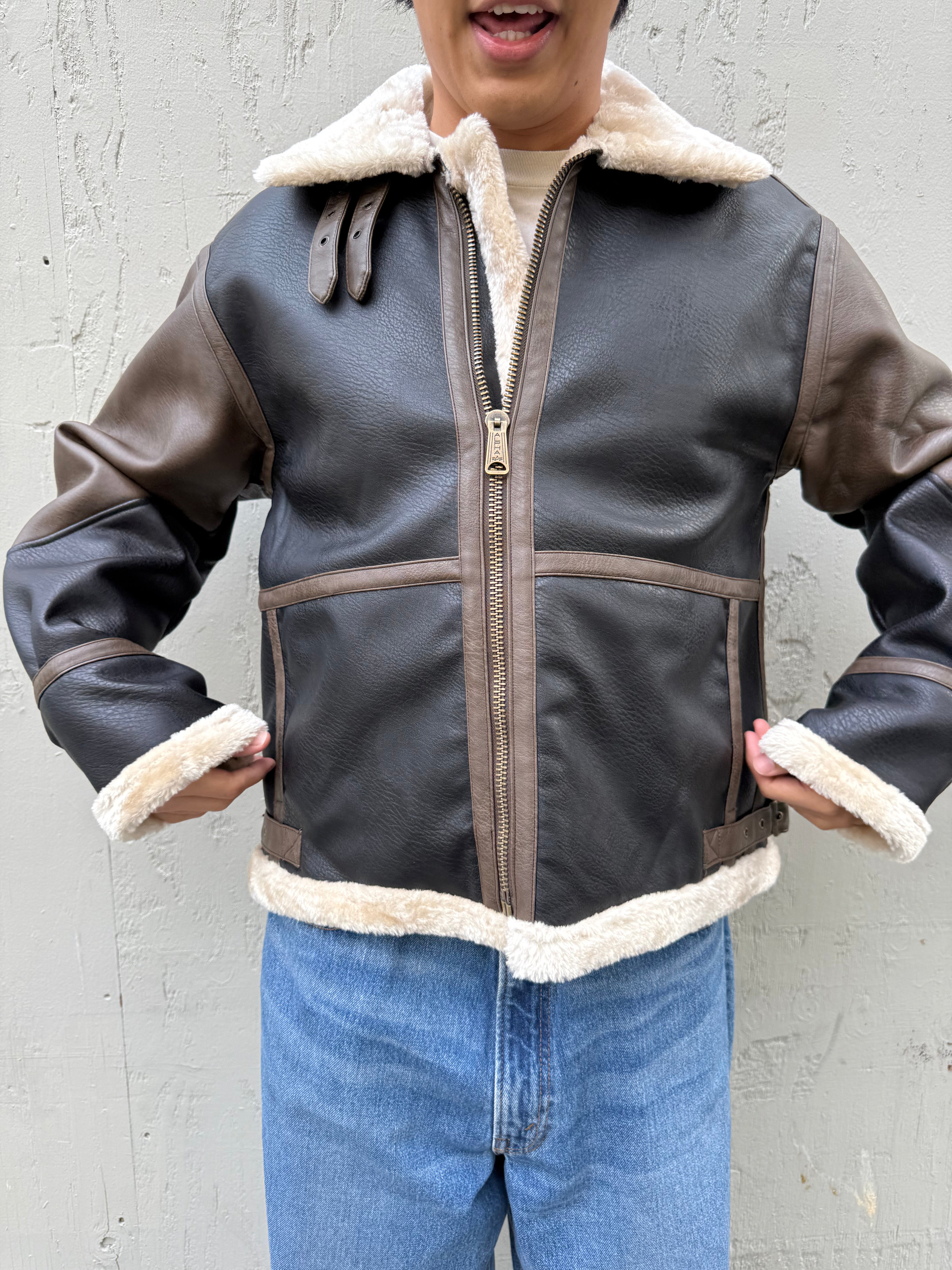 Faux Leather B-3 Mod Jacket Espresso