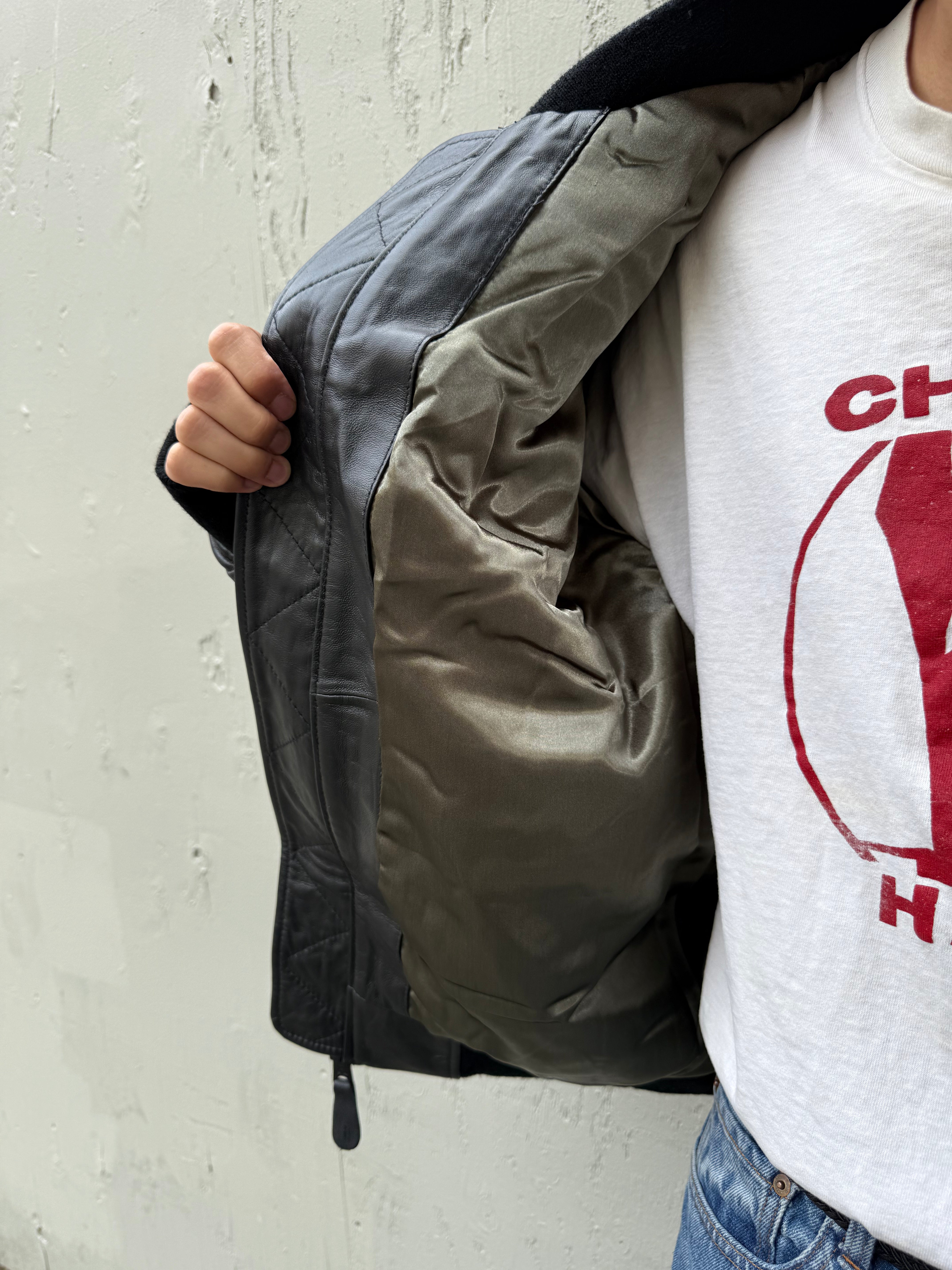 Leather MA-1 Flight Jacket Black