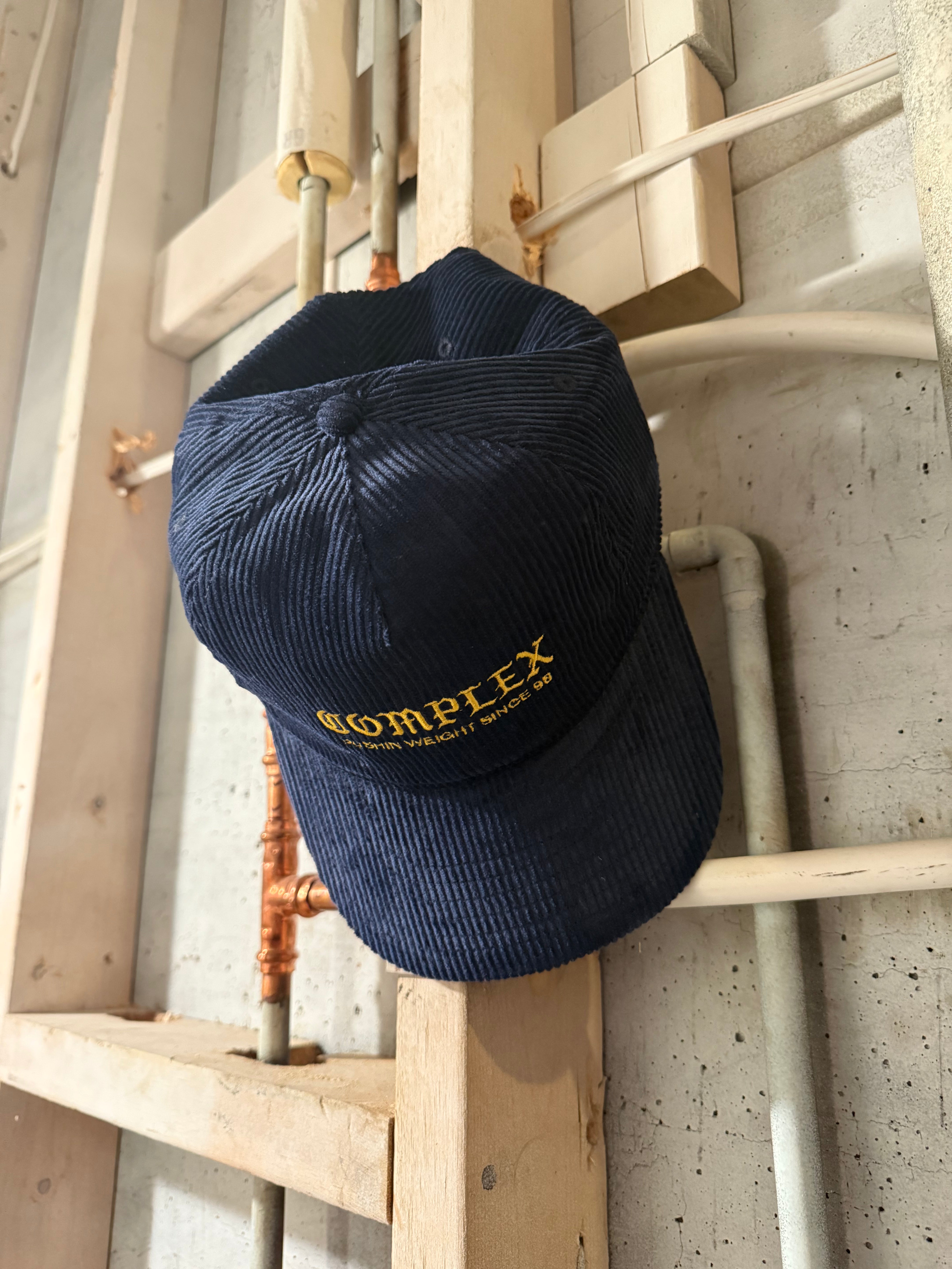 Nemek Five Panel Wide Wale Corduroy Strapback Navy/Yellow