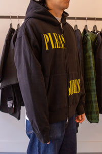 Split Zip Hoodie Black