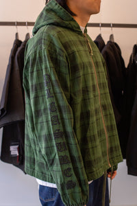 Dedicate Zip Poncho Hoodie Green Plaid