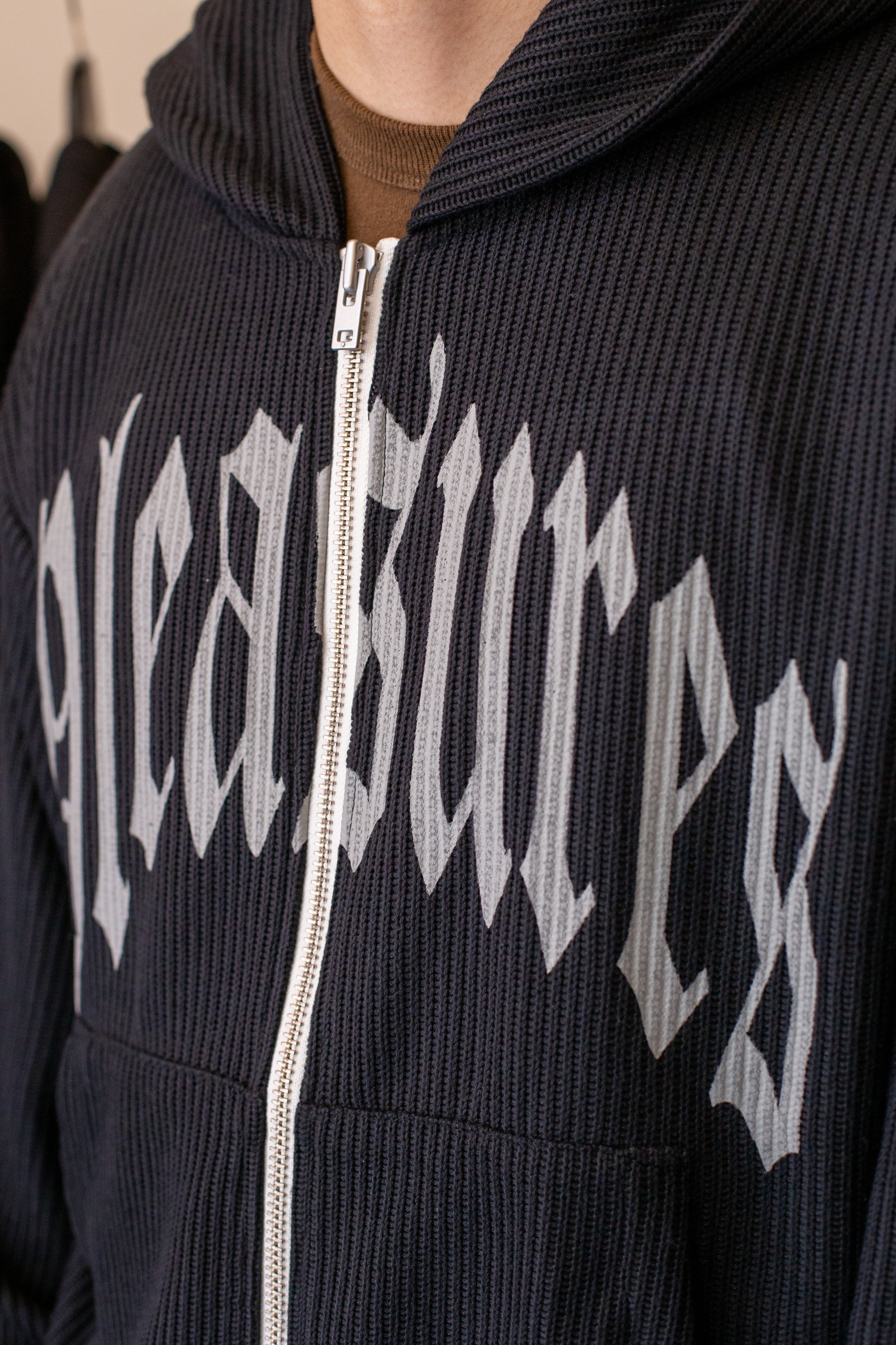 Twitch Knitted Zip Hoodie Black