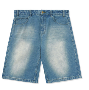 Warped Denim Shorts Washed Mid Blue
