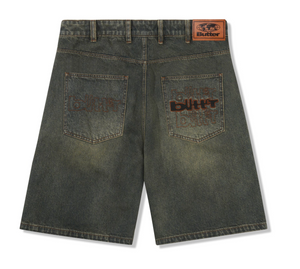 Warped Denim Shorts Dirty Wash Indigo