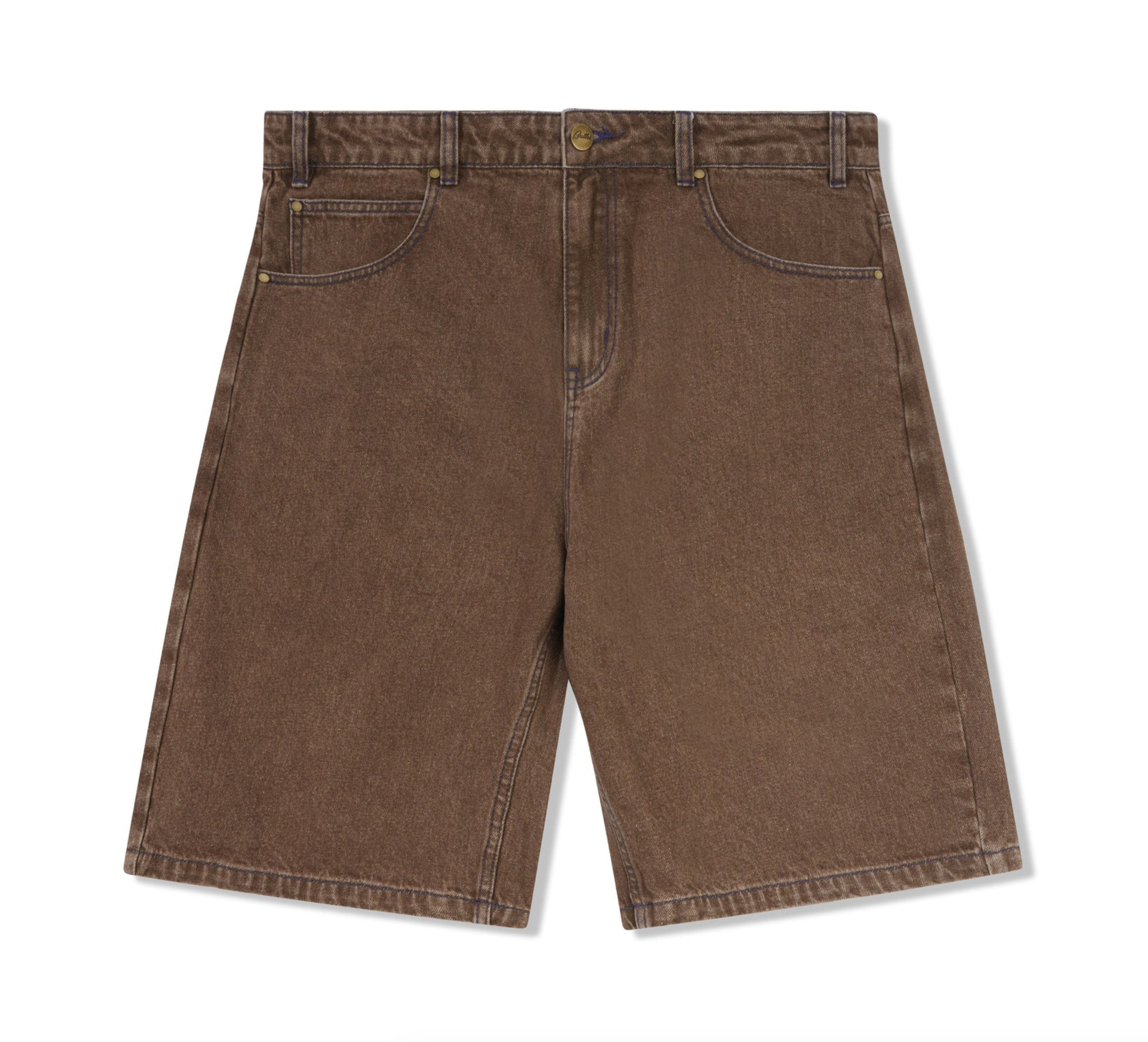 Warped Denim Shorts Washed Brown
