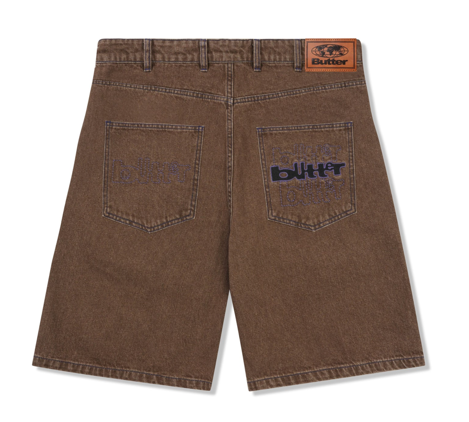 Warped Denim Shorts Washed Brown