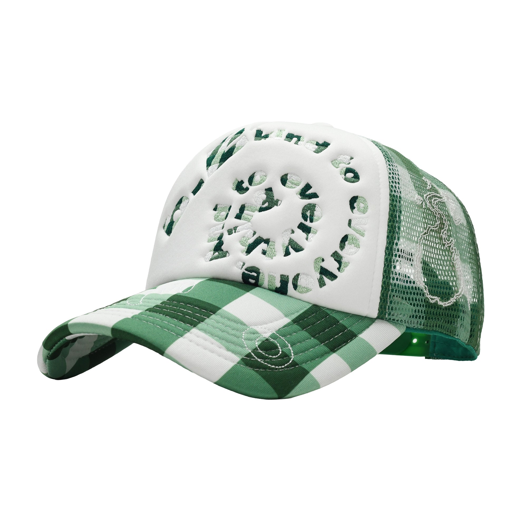 b.i Foam Trucker Hat Green Checker