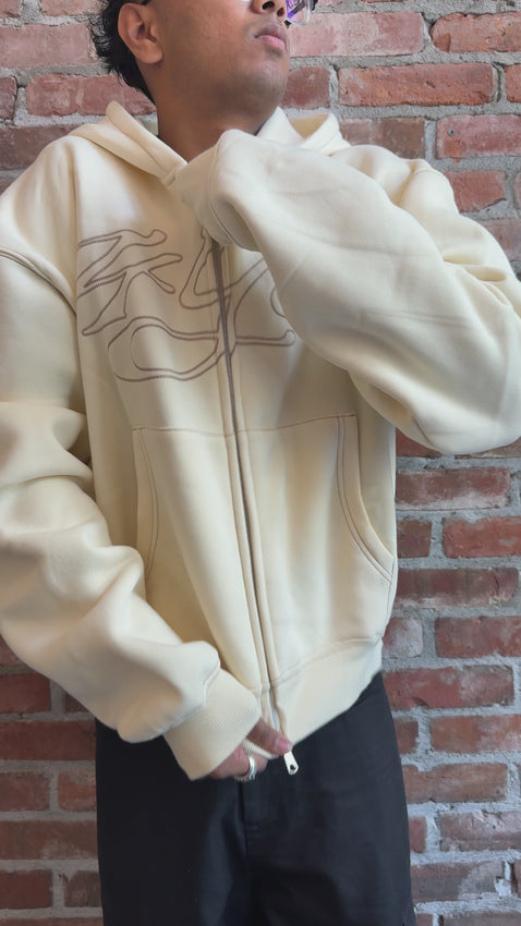 Signature Zip Hoodie Ivory/Cream – Complex Clothing Inc.