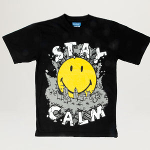 Smiley Stay Calm T-shirt Vintage Black